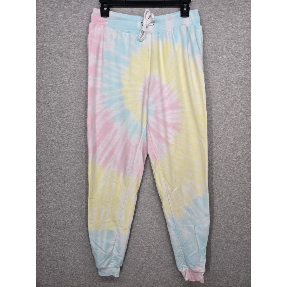 Dreamsicle Girl's Juniors Cropped Jogger Pants Pastel Tie Dye Drawstring Size L